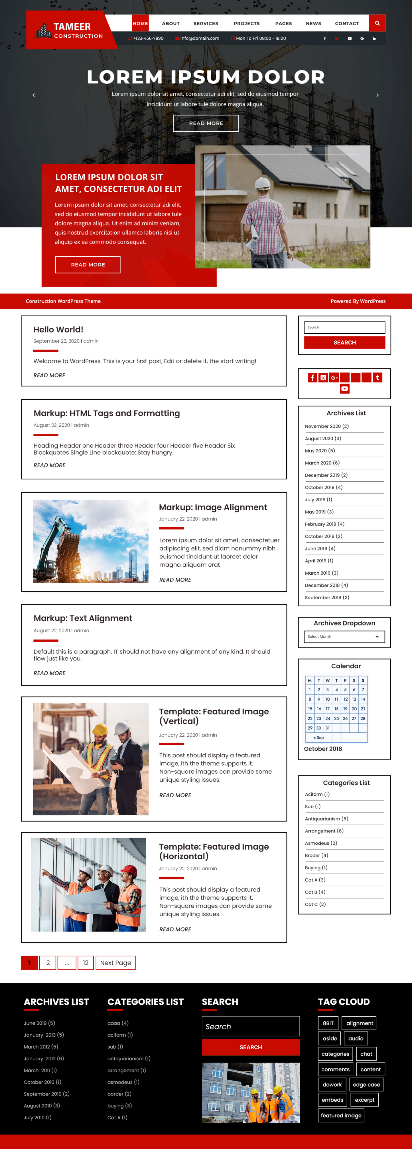 Free Construction Company WordPress Theme